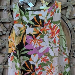 LC Lauren Conrad Floral Tank Dress — White, Green, Orange, Pink, Black